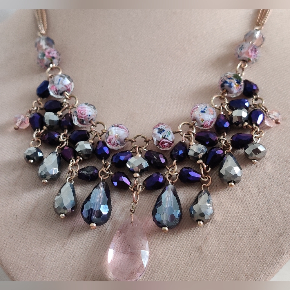 Sparkly Dangling Crystals Necklace By Ali-Khan NY